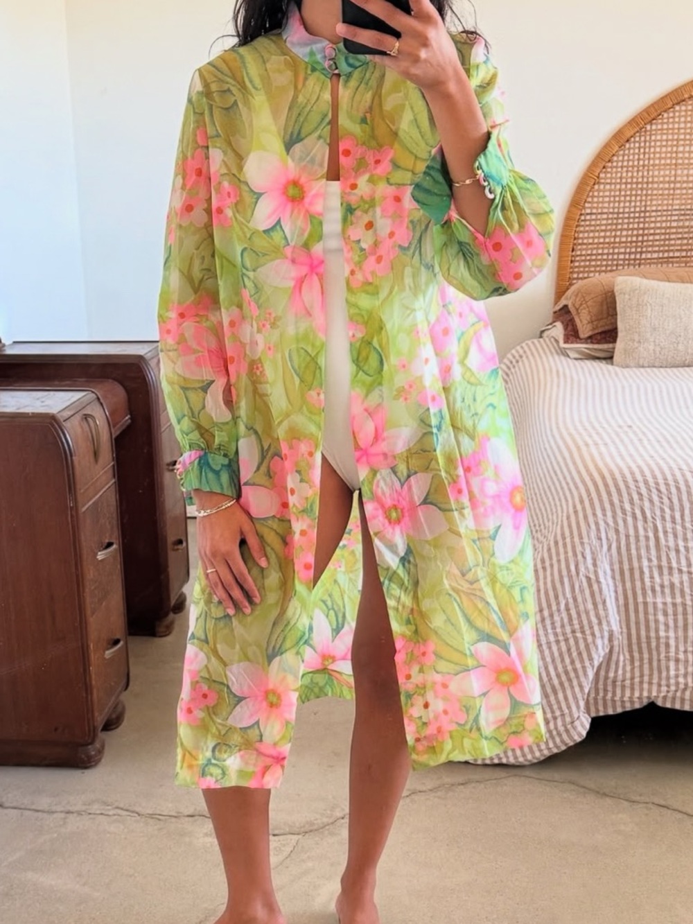 Vintage Floral Sheer Cover-Up